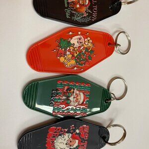 Retro Christmas Motel Keychains Set Of 4